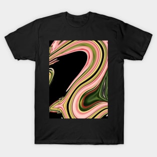modern abstract black yellow pink swirls T-Shirt